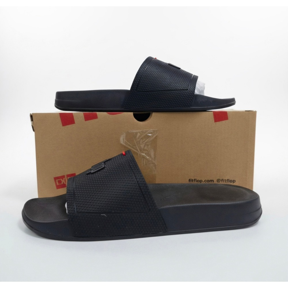 FitFlop iQushion Slides All Black Rubber Sandals DG8-090-050 Mens 7 Womens 9 - Picture 2 of 6